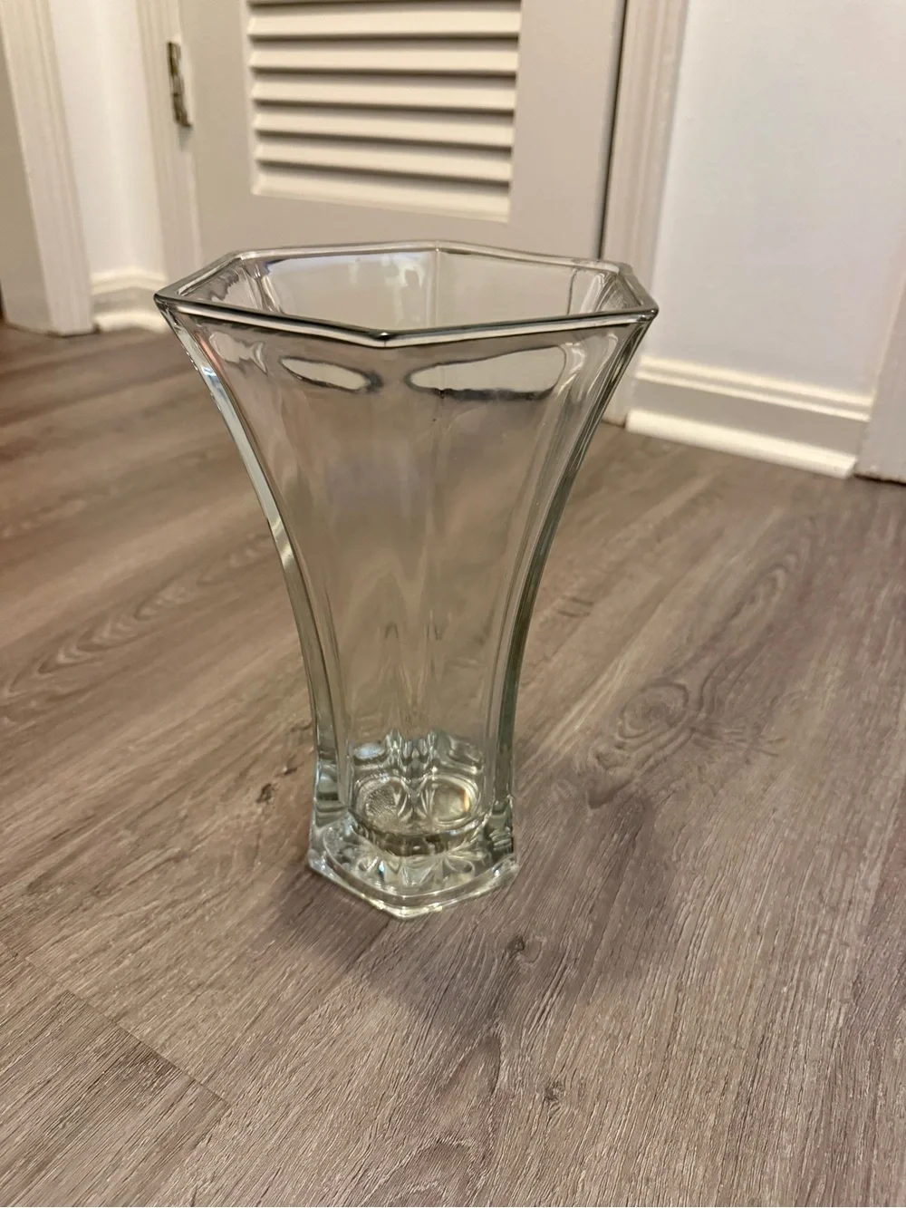 Clear Glass Hexagonal Vase - Elegant Home Accent, Hoosier glass, collectible